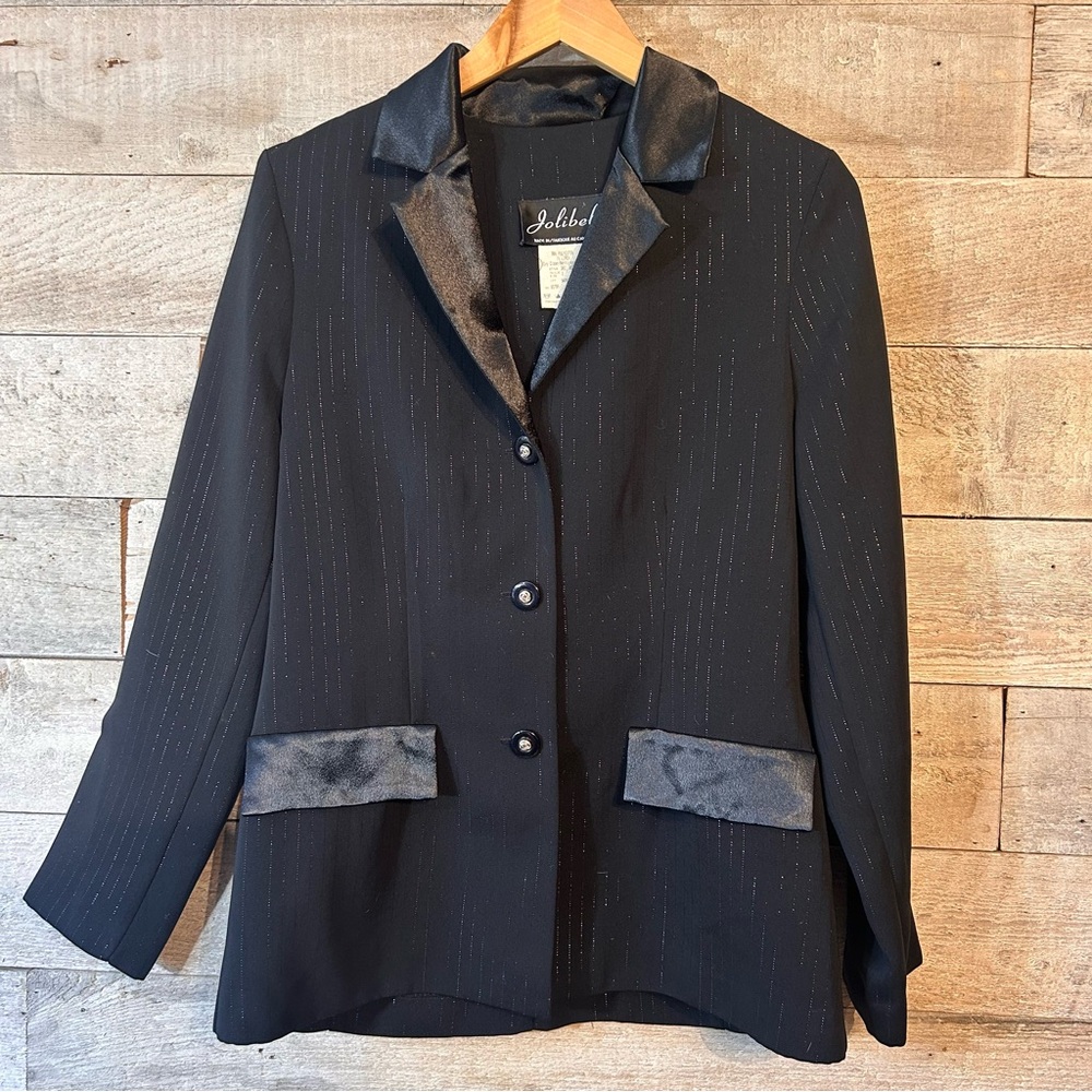 🇨🇦 Vintage Jolibel women’s black pinstripe blazer in size‎ 8